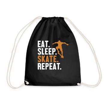Eat Sleep Skate Repeat Skatepark Skatergirl - Drawstring Bag - black - Front