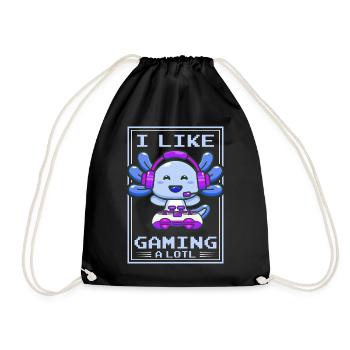Gaming, Axolotl, Zocken, Videospiel, Einhorn Gamer - Turnbeutel - Schwarz - Vorne