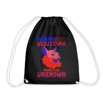 Cat Alien, UFO, UAP, Space, Space Flying Object - Drawstring Bag - black - Front