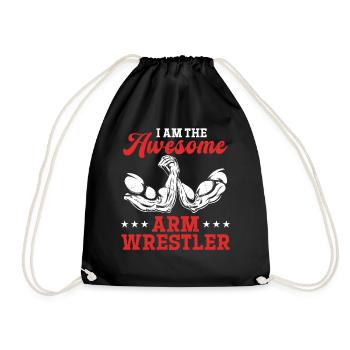 I Am The Awesome Arm Wrestler - Arm Wrestling Arm - Turnbeutel - Schwarz - Vorne