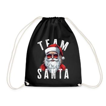 Team Santa Weihnachtsmotiv Weihnachtsmann - Turnbeutel - Schwarz - Vorne