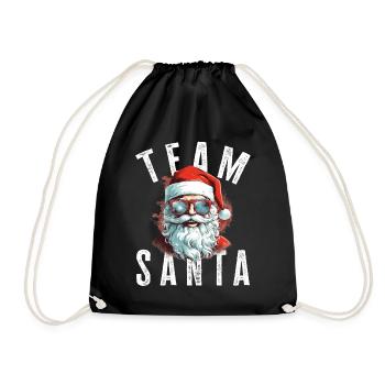 Team Santa Weihnachtsmotiv Weihnachtsmann - Turnbeutel - Schwarz - Vorne