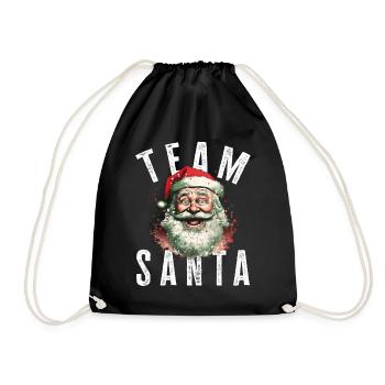 Team Santa Weihnachtsmotiv Weihnachtsmann - Turnbeutel - Schwarz - Vorne