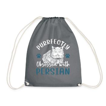 Purrfectly Obsessed With Persian - Drawstring Bag - grey - Front
