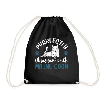 Purrfectly Obsessed With Maine Coon - Drawstring Bag - black - Front