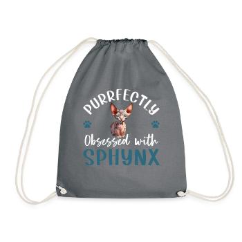 Purrfectly Obsessed With Sphynx - Drawstring Bag - grey - Front
