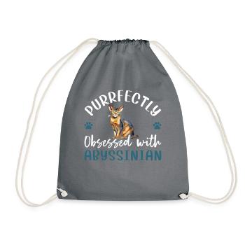 Purrfectly Obsessed With Abyssinian - Drawstring Bag - grey - Front