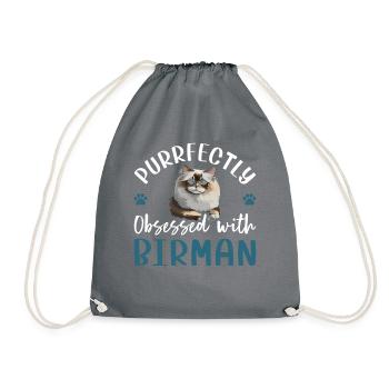 Purrfectly Obsessed With Burman - Drawstring Bag - grey - Front