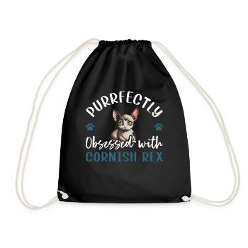 Purrfectly Obsessed With Cornish Rex - Drawstring Bag - black - Front
