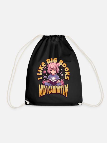 I like big Books - Kawaii Anime Girl Bücherwürmer - Turnbeutel - Schwarz