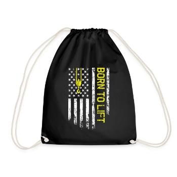 Born To Lift USA Flag - Funny Crane Driver - Drawstring Bag - black - Front