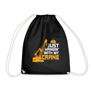 Just Hangin' With My Crane - Lustiges Kranfahrer - Drawstring Bag - black - Front