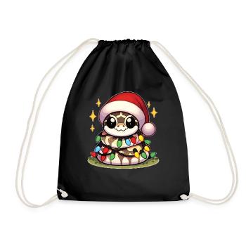 Père Noël chapeau Noël guirlandes lumineuses Python - Sac de sport léger - noir - Devant