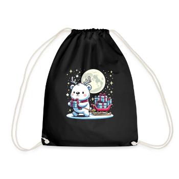 Ours polaire Noël traîneau cadeaux Noël - Sac de sport léger - noir - Devant