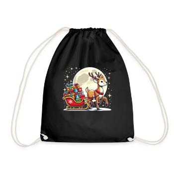 Reindeer Christmas Sleigh Gifts Christmas - Drawstring Bag - black - Front