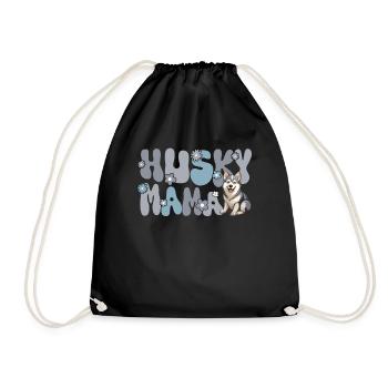 Siberian Husky Groovy Husky Mom - Drawstring Bag - black - Front