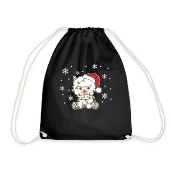 Alpaca Christmas Winter Animals Alpacas - Drawstring Bag - black - Front