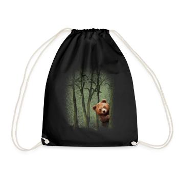 Forest animals Bear in the forest Experience nature Environmental protection - Drawstring Bag - black - Front