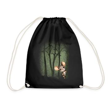 Tier im Wald kleine MausUmweltschutz - Turnbeutel - Schwarz - Vorne