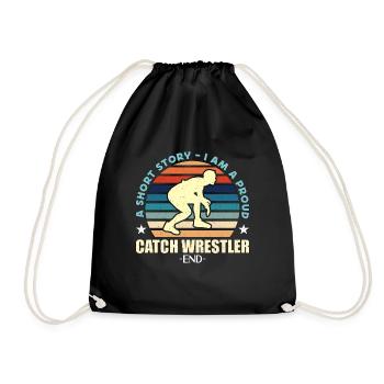 Catch Wrestler A Short Story I Am Wrestling Lover - Drawstring Bag - black - Front