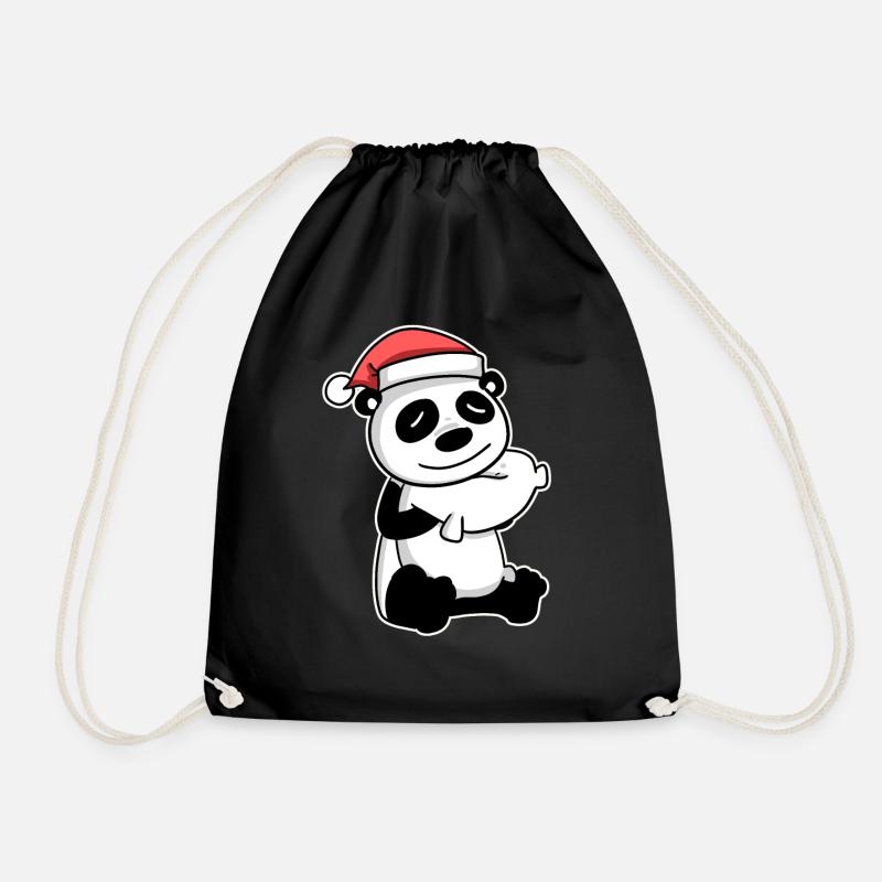 Panda Niedlich Müde Weihnachten - Turnbeutel - Schwarz