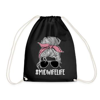 Nurse Midwife Birth Worker - Drawstring Bag - black - Front