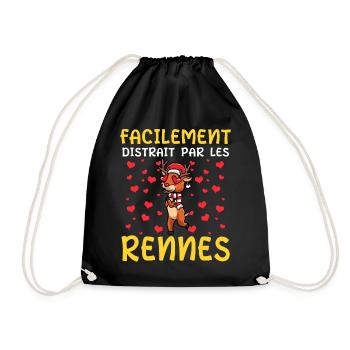 Renne Noël Facilement Distrait Par Les Rennes - Sac de sport léger - noir - Devant