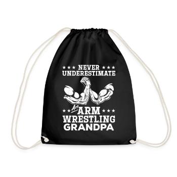 Never Underestimate An Arm Wrestling Grandpa Arm W - Turnbeutel - Schwarz - Vorne