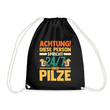 Pilz Pilze Pilzjäger Pilzsammler - Turnbeutel - Schwarz - Vorne