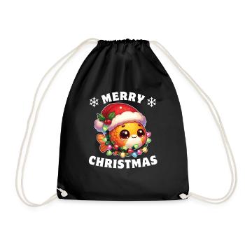 Père Noël chapeau Noël guirlandes lumineuses poisson rouge - Sac de sport léger - noir - Devant