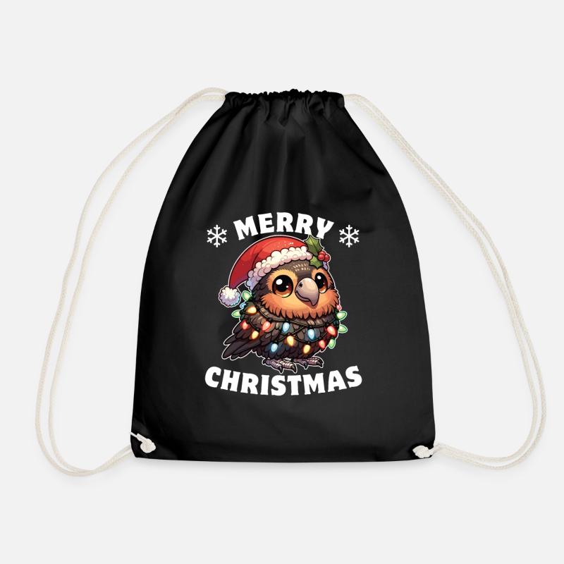 Weihnachtsmütze Weihnachten Lichterkette Kakapo - Turnbeutel - Schwarz