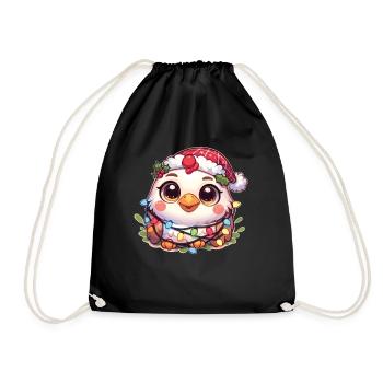 Père Noël chapeau Noël guirlandes lumineuses poulet - Sac de sport léger - noir - Devant