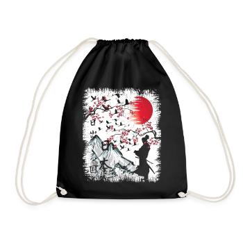 Japan Vintage Japanese Streetwear - Drawstring Bag - black - Front