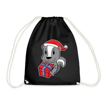 Skunk avec chapeau de Noël - Sac de sport léger - noir - Devant