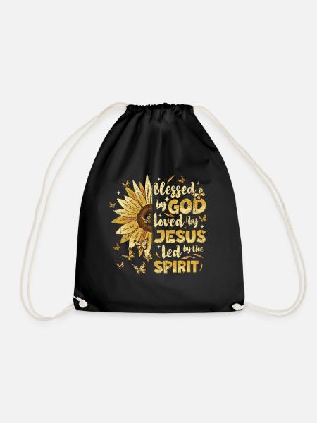 Jesus Christus Gott Sonnenblume Durch Gott Liebe - Turnbeutel - Schwarz