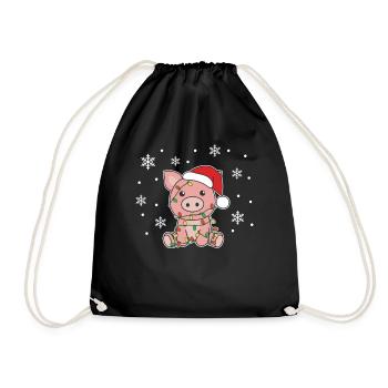 Cochon Noël Hiver Animaux Cochons - Sac de sport léger - noir - Devant