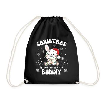 Weihnachten ist besser mit einem Hase - Turnbeutel - Schwarz - Vorne