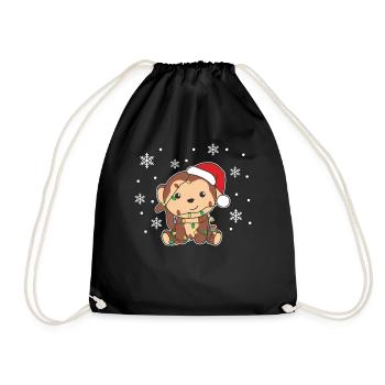 Singe Noël Hiver Animaux Singe - Sac de sport léger - noir - Devant