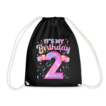 Mon 2ème anniversaire 2 ans fille cadeau deux - Sac de sport léger - noir - Devant
