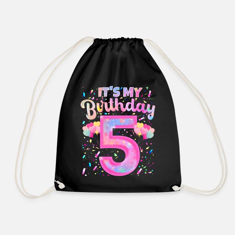 Mein 5. Geburtstag 5 Jahre Mädchen Geschenk Fünf - Turnbeutel - Schwarz