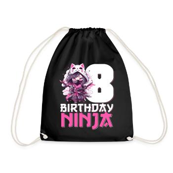 Geburtstag Ninja 8 Jahre Mädchen Kawaii Anime - Turnbeutel - Schwarz - Vorne