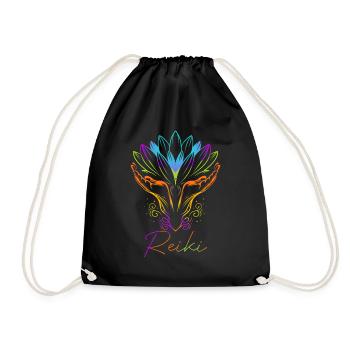 Energy Chakra Holistic Healing Hands Reiki - Drawstring Bag - black - Front