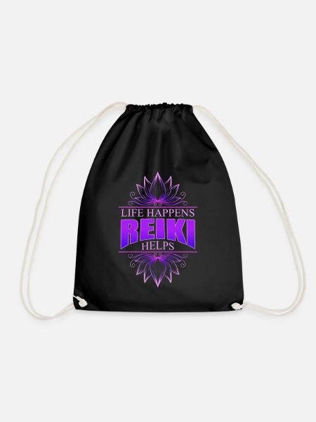 Life Happens Reiki Helps Lotus Reiki - Turnbeutel - Schwarz