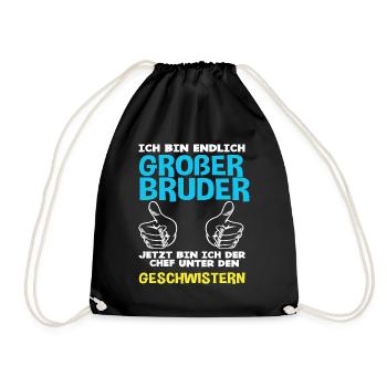 Ich Bin Endlich Großer Bruder Geschenk Sohn - Turnbeutel - Schwarz - Vorne