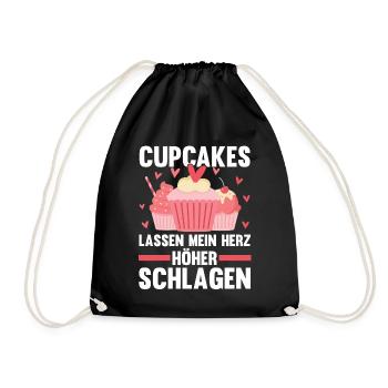 Backen Cupcakes - Turnbeutel - Schwarz - Vorne