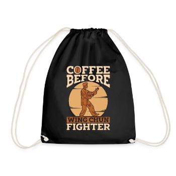 Wing Chun Fighter Coffee Combat Sport Coffee Lover - Drawstring Bag - black - Front