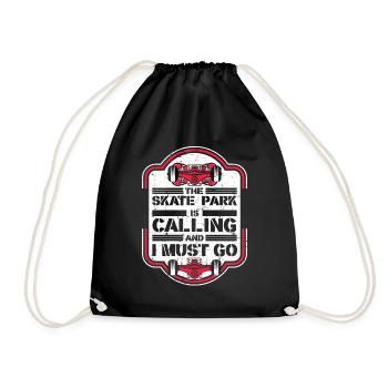 Skate Park Is Calling And I Must Go Skaterboy - Drawstring Bag - black - Front
