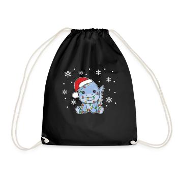 Dino Christmas Winter Animals Dinos - Drawstring Bag - black - Front