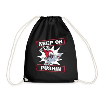 Keep On Pushin Skatepark Skatergirl Skaterboy - Drawstring Bag - black - Front