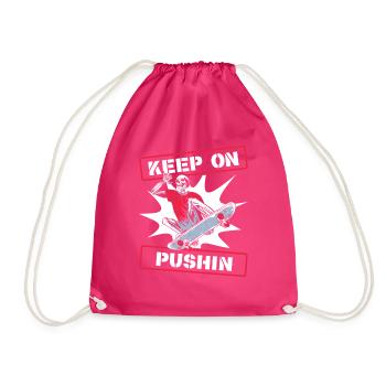 Keep On Pushin Skatepark Skatergirl Skaterboy - Turnbeutel - Fuchsia - Vorne